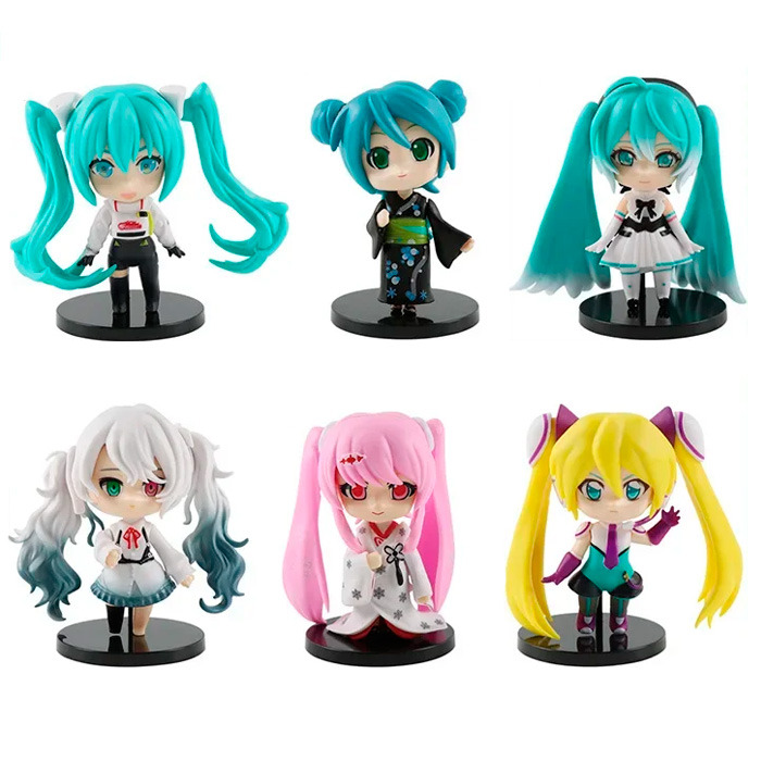 Набор фигурок Мику Хацуне Vocaloid Hatsune Miku чиби 6шт v75 8см