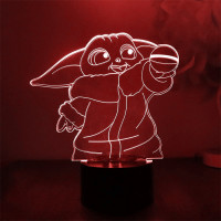 Світильник-нічник Малюк Йода настільна 3D Лампа Little Yoda 16 кольорів Мандалорець (12897)