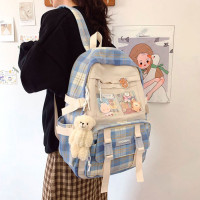 Рюкзак Японский Клетчатый K-POP Kekemibag Голубой (15702) - вид 5 мініатюра