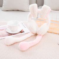 Неко Навушники Хутряні з Кролячими Вушками, Що Рухаються, Білі (18568)