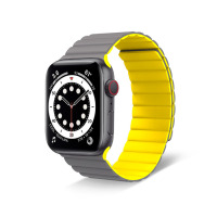 Силіконовий магнітний ремінець Tasikar для Apple Watch 42/44/45мм Yellow-grey (20457) - вид 1 мініатюра