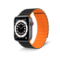 Силіконовий магнітний ремінець Tasikar для Apple Watch 42/44/45мм Помаранчево-чорний (20461) - вид 1 мініатюра