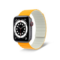 Силіконовий магнітний ремінець Tasikar для Apple Watch 42/44/45мм Yellow-white (20463) - вид 1 мініатюра