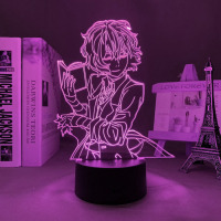 Світильник-нічник Дазай Осаму Dazai Osamu Літературні генії Бродячі Пси Bungo Stray Dogs 16 кольорів USB (21015) - вид 1 мініатюра