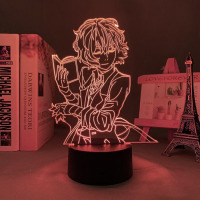 Світильник-нічник Дазай Осаму Dazai Osamu Літературні генії Бродячі Пси Bungo Stray Dogs 16 кольорів USB (21015) - вид 2 мініатюра