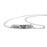 Ланцюжок з гравіюванням Ліса Lisa Блек Пінк Black Pink на застібці (23008) - вид 1 мініатюра