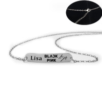 Ланцюжок з гравіюванням Ліса Lisa Блек Пінк Black Pink на застібці (23008) - вид 1 мініатюра