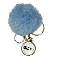 Брелок металевий з хутряним помпоном К-поп GOT7 блакитний (23121) - вид 1 мініатюра