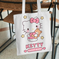 Екосумка шопер Хеллоу Кітті Hello Kitty Моя Мелодія Onegai My Melody біла (26811) - вид 1 мініатюра