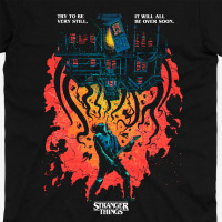 Футболка Hellfire Club Дивні дива Stranger Things чорна, принт демона, розмір XS (28142) - вид 1 мініатюра