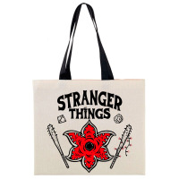 Шопер лляний Stranger Things з чорними ручками 35×38,5 см (28222)