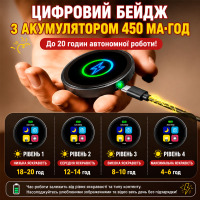 Розумний цифровий значок 2.2″ із сенсорним LED-екраном, Bluetooth, MP4/GIF/фото, біжучий рядок, смарт-пін для косплею, фанатів і вечірок (28253) - вид 4 мініатюра