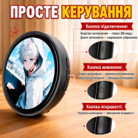 Розумний цифровий значок 2.2″ із сенсорним LED-екраном, Bluetooth, MP4/GIF/фото, біжучий рядок, смарт-пін для косплею, фанатів і вечірок (28275) - вид 2 мініатюра