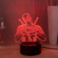 Світильник-нічник Дедпул Марвел настільна 3D Лампа Deadpool 16 кольорів USB