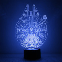 Світильник-нічник Тисячолітній сокіл - Зоряні війни Millennium Falcon Star Wars 16 кольорів 3D USB (8222)