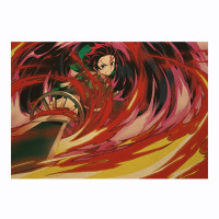 Плакат Клинок, що знищує демонів, Танджіро в бою з вогнем - Demon Slayer: Kimetsu no Yaiba (8526)